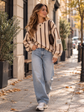 Life Isn’t Perfect But Your Outfit Can Be – Gestreepte Sweater Beige & Bruin