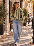 Life Isn’t Perfect But Your Outfit Can Be – Gestreepte Sweater Saliegroen & Bruin