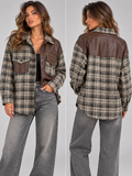 Oversized Plaid Leather blouse bruin
